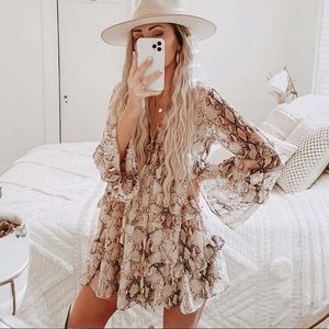 VICI Collection Concord Snake Print Ruffle Dress